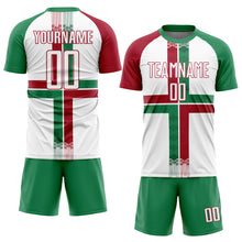 Load image into Gallery viewer, Custom White Kelly Green-Crimson Sublimation Mexico Soccer Uniform Jersey
