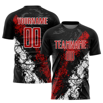 Custom Black Red-White Sublimation Soccer Uniform Jersey