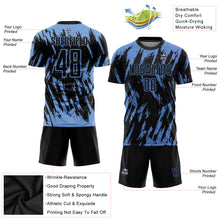 Laden Sie das Bild in den Galerie-Viewer, Custom Light Blue Black Sublimation Soccer Uniform Jersey
