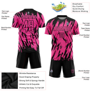 Custom Pink Black Sublimation Soccer Uniform Jersey