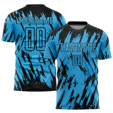 Load image into Gallery viewer, Custom Sky Blue Black Sublimation Soccer Uniform Jersey
