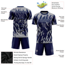 Load image into Gallery viewer, Custom Navy Gray Sublimation Soccer Uniform Jersey
