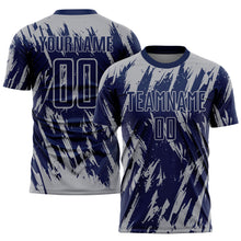 Laden Sie das Bild in den Galerie-Viewer, Custom Navy Gray Sublimation Soccer Uniform Jersey
