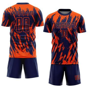 Custom Orange Navy Sublimation Soccer Uniform Jersey