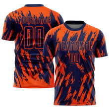 Laden Sie das Bild in den Galerie-Viewer, Custom Orange Navy Sublimation Soccer Uniform Jersey

