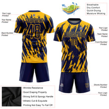 Load image into Gallery viewer, Custom Gold Navy Sublimation Soccer Uniform Jersey
