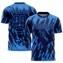 Laden Sie das Bild in den Galerie-Viewer, Custom Electric Blue Navy Sublimation Soccer Uniform Jersey
