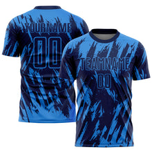 Load image into Gallery viewer, Custom Powder Blue Navy Sublimation Soccer Uniform Jersey
