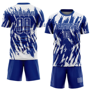 Custom Royal White Sublimation Soccer Uniform Jersey