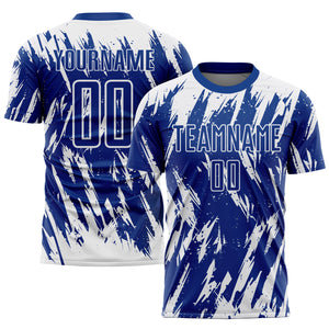 Custom Royal White Sublimation Soccer Uniform Jersey