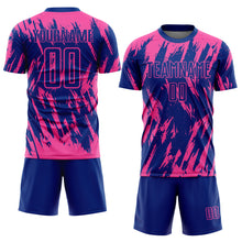 Load image into Gallery viewer, Custom Pink Royal Sublimation Soccer Uniform Jersey
