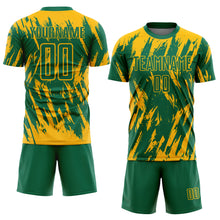 Laden Sie das Bild in den Galerie-Viewer, Custom Gold Kelly Green Sublimation Soccer Uniform Jersey
