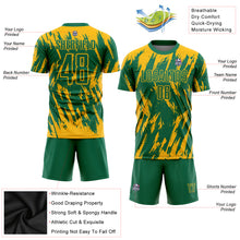 Load image into Gallery viewer, Custom Gold Kelly Green Sublimation Soccer Uniform Jersey
