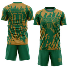 Load image into Gallery viewer, Custom Old Gold Kelly Green Sublimation Soccer Uniform Jersey
