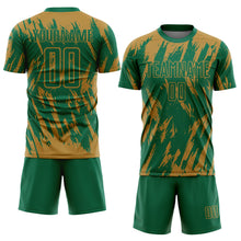 Laden Sie das Bild in den Galerie-Viewer, Custom Old Gold Kelly Green Sublimation Soccer Uniform Jersey
