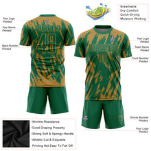 Laden Sie das Bild in den Galerie-Viewer, Custom Old Gold Kelly Green Sublimation Soccer Uniform Jersey
