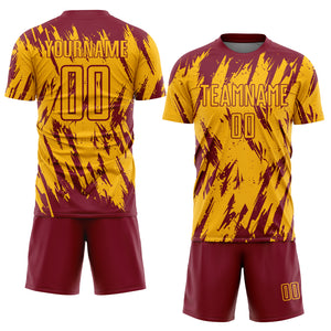 Custom Gold Crimson Sublimation Soccer Uniform Jersey