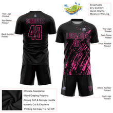 Charger l&#39;image dans la galerie, Custom Black Pink Sublimation Soccer Uniform Jersey
