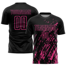 Charger l&#39;image dans la galerie, Custom Black Pink Sublimation Soccer Uniform Jersey
