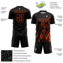 Load image into Gallery viewer, Custom Black Orange Sublimation Soccer Uniform Jersey
