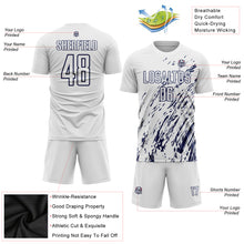 Load image into Gallery viewer, Custom White Navy Sublimation Soccer Uniform Jersey
