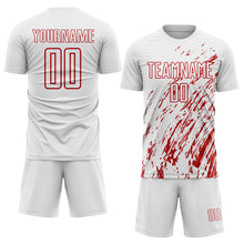 Load image into Gallery viewer, Custom White Red Sublimation Soccer Uniform Jersey
