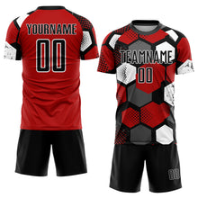 Laden Sie das Bild in den Galerie-Viewer, Custom Red Black-White Sublimation Soccer Uniform Jersey

