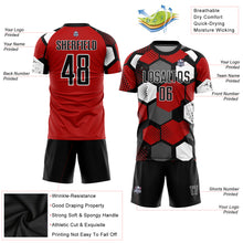 Laden Sie das Bild in den Galerie-Viewer, Custom Red Black-White Sublimation Soccer Uniform Jersey
