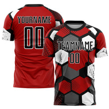 Load image into Gallery viewer, Custom Red Black-White Sublimation Soccer Uniform Jersey
