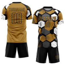 Laden Sie das Bild in den Galerie-Viewer, Custom Old Gold Black-White Sublimation Soccer Uniform Jersey
