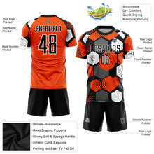 Load image into Gallery viewer, Custom Orange Black-White Sublimation Soccer Uniform Jersey
