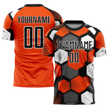 Laden Sie das Bild in den Galerie-Viewer, Custom Orange Black-White Sublimation Soccer Uniform Jersey
