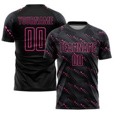 Load image into Gallery viewer, Custom Black Pink Sublimation Soccer Uniform Jersey
