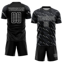 Laden Sie das Bild in den Galerie-Viewer, Custom Black White Sublimation Soccer Uniform Jersey

