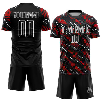 Custom Black Red-White Sublimation Soccer Uniform Jersey