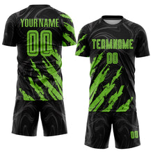 Laden Sie das Bild in den Galerie-Viewer, Custom Black Neon Green Sublimation Soccer Uniform Jersey
