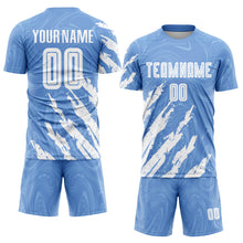 Laden Sie das Bild in den Galerie-Viewer, Custom Light Blue White Sublimation Soccer Uniform Jersey
