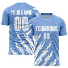 Load image into Gallery viewer, Custom Light Blue White Sublimation Soccer Uniform Jersey
