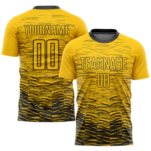 Custom Yellow Black Sublimation Soccer Uniform Jersey