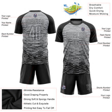 Laden Sie das Bild in den Galerie-Viewer, Custom Gray Black Sublimation Soccer Uniform Jersey
