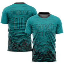 Load image into Gallery viewer, Custom Teal Black Sublimation Soccer Uniform Jersey
