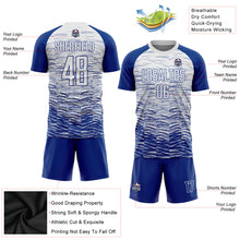 Laden Sie das Bild in den Galerie-Viewer, Custom Royal White Sublimation Soccer Uniform Jersey
