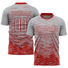 Laden Sie das Bild in den Galerie-Viewer, Custom Gray Red Sublimation Soccer Uniform Jersey
