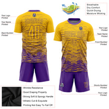 Laden Sie das Bild in den Galerie-Viewer, Custom Yellow Purple Sublimation Soccer Uniform Jersey
