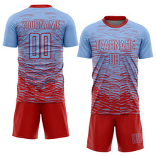 Laden Sie das Bild in den Galerie-Viewer, Custom Light Blue Red Sublimation Soccer Uniform Jersey

