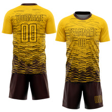 Laden Sie das Bild in den Galerie-Viewer, Custom Yellow Brown Sublimation Soccer Uniform Jersey

