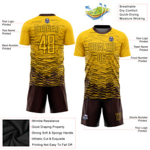 Laden Sie das Bild in den Galerie-Viewer, Custom Yellow Brown Sublimation Soccer Uniform Jersey
