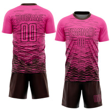 Load image into Gallery viewer, Custom Pink Brown Sublimation Soccer Uniform Jersey
