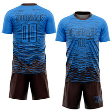 Laden Sie das Bild in den Galerie-Viewer, Custom Electric Blue Brown Sublimation Soccer Uniform Jersey

