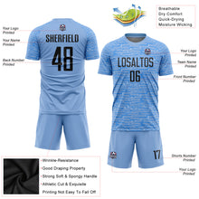 Charger l&#39;image dans la galerie, Custom Light Blue Black Sublimation Soccer Uniform Jersey
